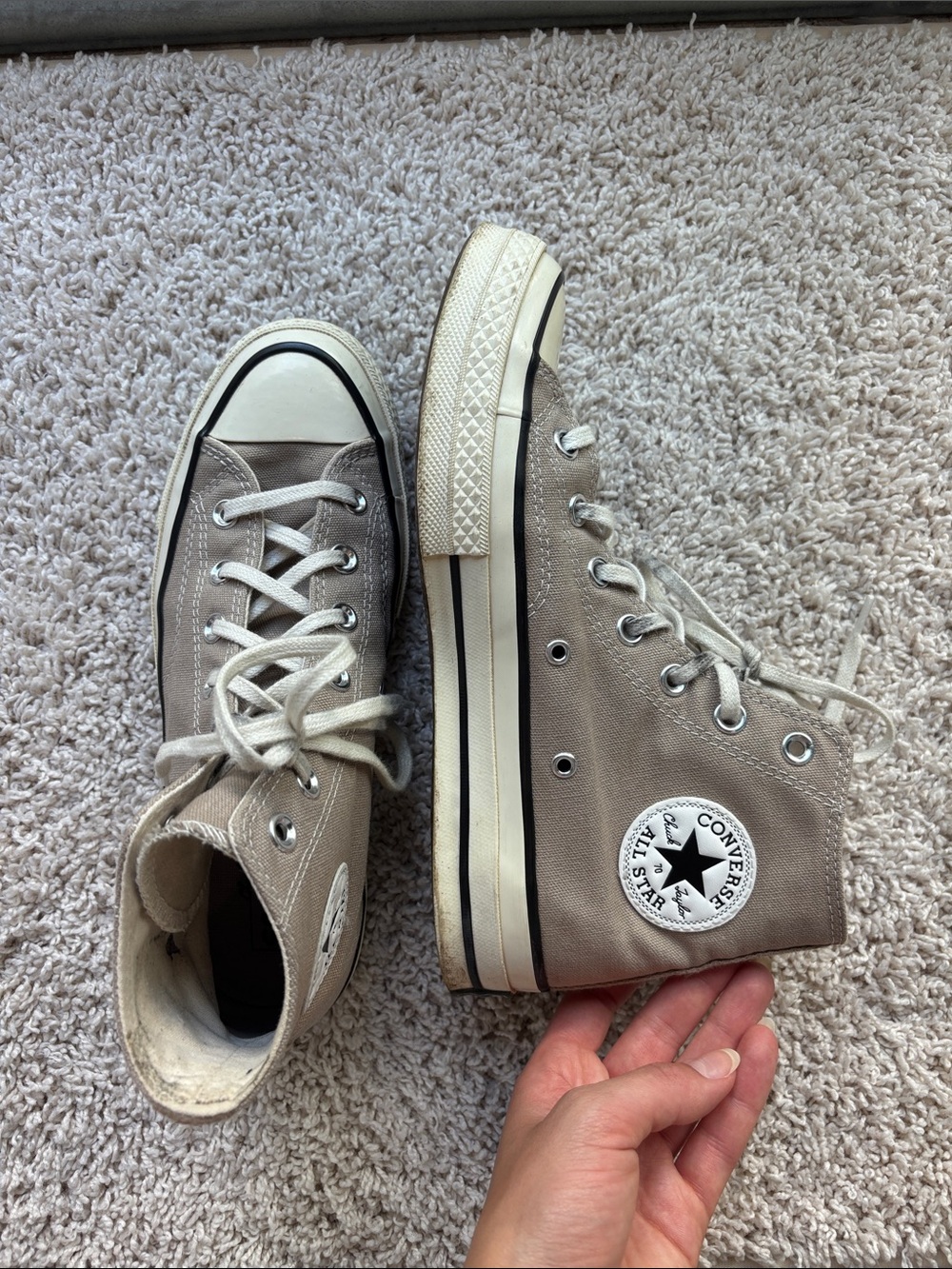 Converse Chuck Taylor High Top Beige Cream Sneakers